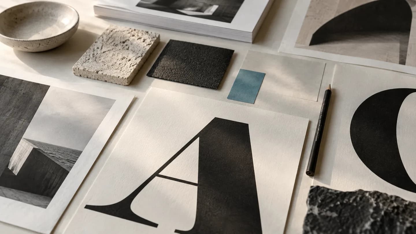 Recherches typographiques et photographiques pour composer une page web contemporaine.