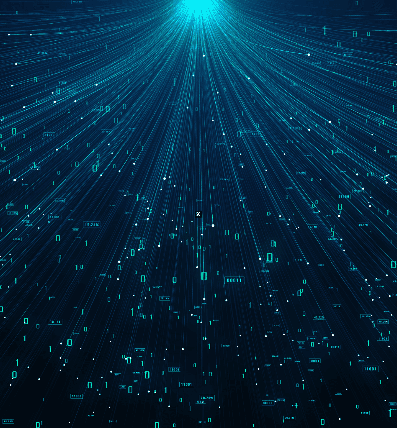 Flux de données lumineux illustrant l’intelligence artificielle